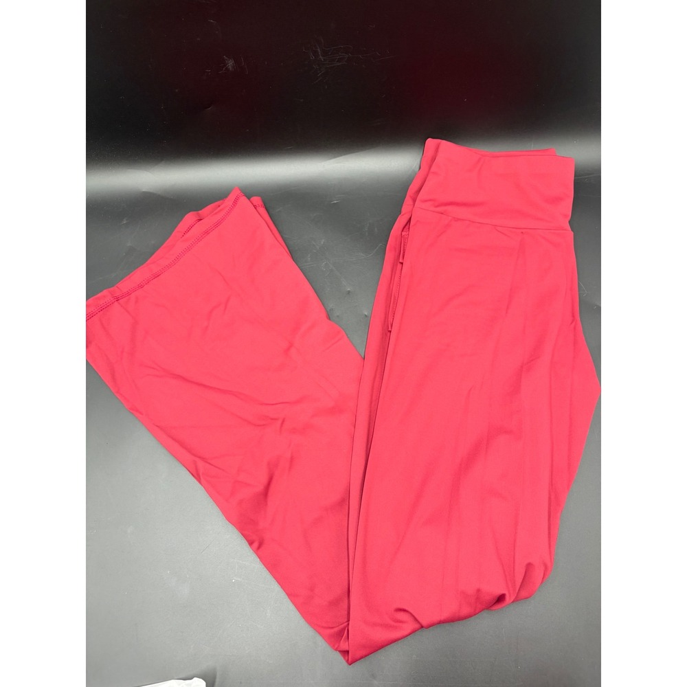 Unbranded Womens Red Pink Flare Cargo Yoga Pants Ruched Back XL